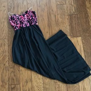 Pink and black maxi dress